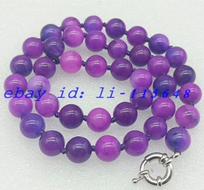 Delicado collar de cuentas redondas de piedras preciosas de 12 mm de piedra natural púrpura Sugilite de 18" Foto 1 de 4
