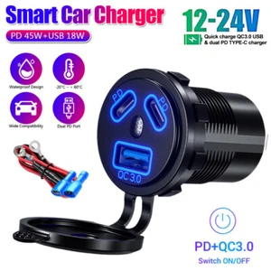 108W 3-Ports Auto Ladegerät Steckdose Dual 45W PD Typ C & 18W QC 3.0 Quick Charge - Bild 1 von 20