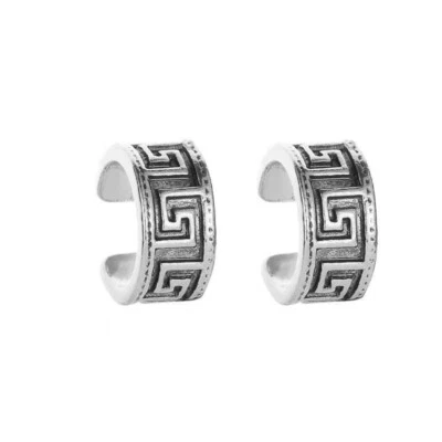 Pendientes envolventes retro plateados simples banda pequeña oreja brazalete clip 4x10 mm regalo L39 2 un. Foto 1 de 4