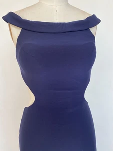 Navy Long Dress Size 0 Blue Stretch Jersey Cut Out Racer Back Party Gown Sz 0 - Picture 1 of 6