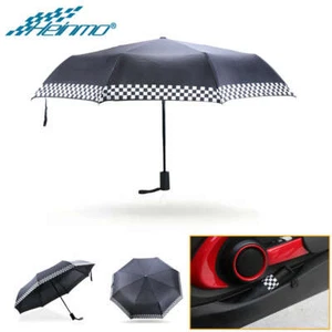 Checkered Automatic Folding Umbrella Portable Windproof Anti-UV For Mini Cooper - Picture 1 of 6