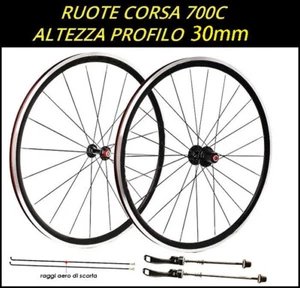 COPPIA CERCHI ALLUMINIO RUOTE 700c BICI CORSA 7-8-9-10-11 Velocità SUPER LEGGERE - Bild 1 von 8