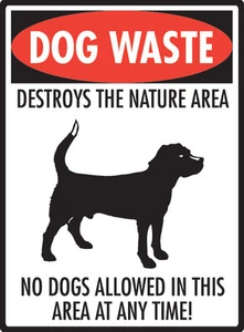 Dog Waste Destroys Nature Area - No Dog Poop Exterior Aluminum Sign - 9" x 12" - Picture 1 of 2