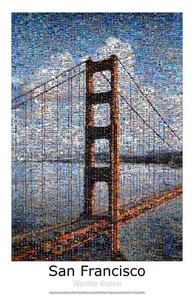 24x36 Art Poster; Stunning Golden Gate Bridge Mosaic, San Francisco - Picture 1 of 2