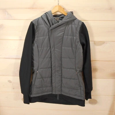 Calia by Carrie Underwood Women's M Hooded Puffer Jacket Gray Black Zip Snap - Image 1 of 4