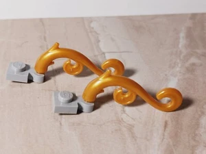 New LEGO Vines Long Lot of 2 Pearl Gold Vine Light blue Gray Plate Clip Included - Picture 1 of 1