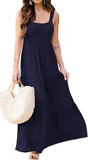 Womens Summer Casual Dresses Sleeveless Loose Flowy Tiered Sundress Beach Max-M