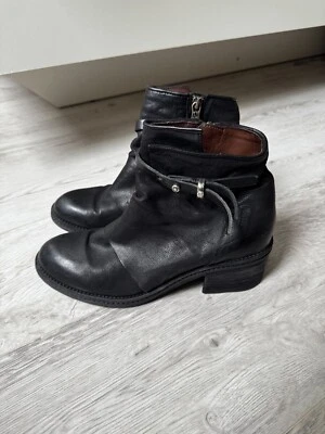 Botas al tobillo A.S.98 para mujer hechas a mano de cuero negro con cremallera y hebilla talla 40 EU (7.5UK) Foto 1 de 4