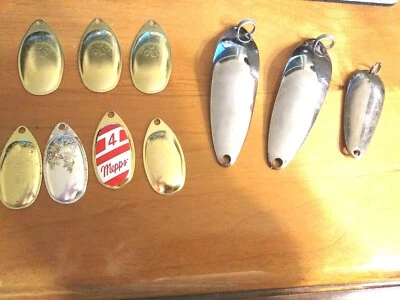 Señuelos giratorios vintage Mepps #5 AGLIA y #4 hechos en Francia 3 cucharas Gator personalizadas Foto 1 de 4