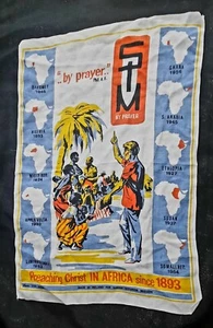 Vintage Christ In Africa Preaching Tea Towel Linen Wall Decor - Picture 1 of 5