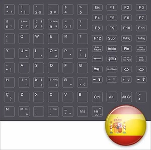 Spain Keysticks Keyboard Stickers Spanish Anthracite Darkgrey - Picture 1 of 1
