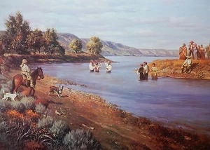 Impresión de arte religioso bautismo fronterizo por Roy Grinnell  - Imagen 1 de 4