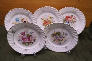 Antiguo conjunto de 5 flores pintadas a mano de China con todos los diferentes diseños en relieve dorado - Imagen 1 de 8