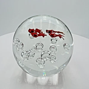 Tozai fermacarte rotondo trasparente con 4 bolle controllate occhi sporgenti pesce arancio - Foto 1 di 5