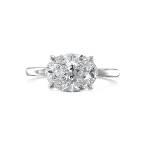 Anello di fidanzamento diamanti VVS2 colore F 2 Ctw creato in laboratorio oro bianco 14k IGI CVD - Foto 1 di 8