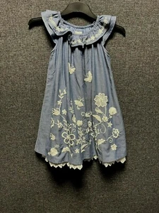 Monsoon Esme Embroidered Dress Blue Age 6 Years TD023 AA 18 - Picture 1 of 3