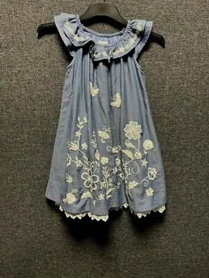 Monsoon Esme Embroidered Dress Blue Age 6 Years TD023 AA 18 - Image 1 of 3