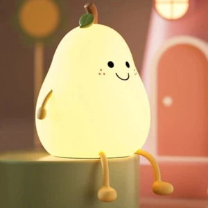 LED Pear Night Light USB Rechargeable Ambient Sleeping Light Colorful Cute US - Picture 1 of 6