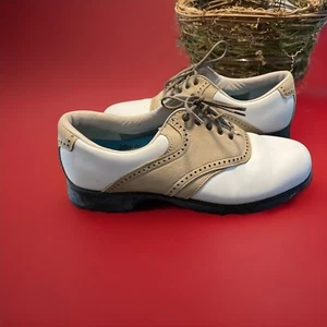 Dexter Golf Shoes USA Women’s 6.5 W Leather Cleats Spikes White Tan Beige - Picture 1 of 8