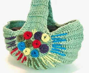 Borsa vintage anni '40 Verde Lavorata a Mano Lana Manipolata Mezza Conchiglia - Foto 1 di 7