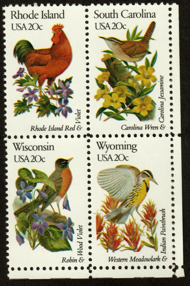 Scott 1991-1992, 2001-2002 20¢ State Birds & Flowers MNH Free Shipping!!! - Image 1 of 1