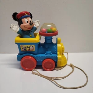 Disney Mickey Mouse & Friends Pull Train Toy Popping Music Moving Toddler VTG - Picture 1 of 8