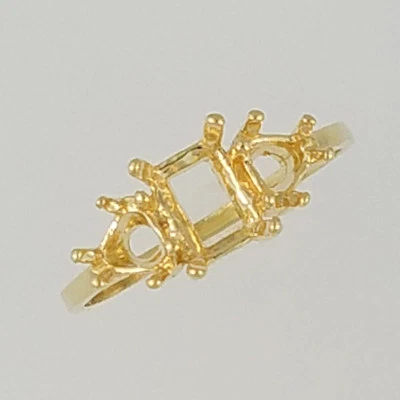 PRE-NOTCHED 8X6 EM CUT & 5MM TRILLION RING IN 10K YELLOW GOLD SZ 4-10 CR289-10KY - Image 1 of 3