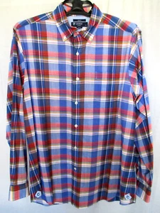 Cremieux Classics Mens Slim Fit Shirt Large Long Sleeve Blue & Red Plaid Cotton - Picture 1 of 6