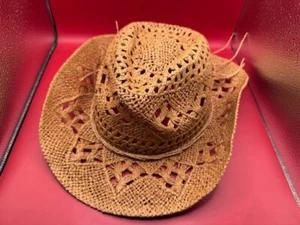 Straw Western Cowboy Hat for Women Men Classic Vintage Hollow Out Unisex Curled - Picture 1 of 3
