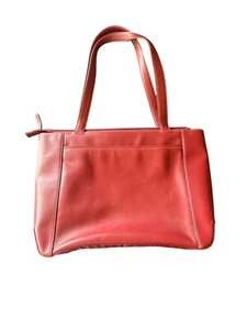 Levenger Tasche feines Leder rot Handtasche mit Reißverschluss oben Innentaschen - Bild 1 von 6