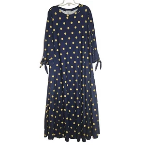 Nuggles Kleid Damen mittelblau gelb gepunktet Gracie Midi weich Freizeit bescheiden - Bild 1 von 11