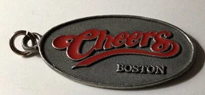 Vintage 1997 Cheers TV Series Boston Bar Pub Pewter Red Logo Keychain Symbol - Picture 1 of 3