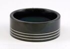 Stainless Steel Black 8mm Band Ring 3 Thin Silver Stripes Comfort Fit Szs 8/9/10