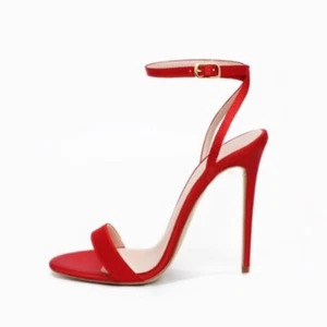 Womens Summer PU Leather Round Toe Bukle Straps High Stiletto Heels Sexy Sandals - Picture 1 of 14