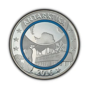 GERMANY. 2016, Medal, Silver - Blue Planet Earth, Antarctica, Penguin, Neumayer - Picture 1 of 3