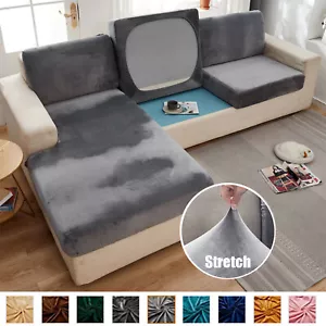 1/2/3 Sitzer Samt Sofa Sitz Kissenbezug Stretch Schonbezüge Couch Schoner - Bild 1 von 107