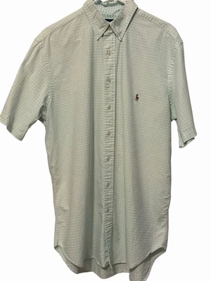 Camisa Polo Ralph Lauren Oxford Para Hombres Talla L Verde Guinga Con Botones Poni Preppy Foto 1 de 4