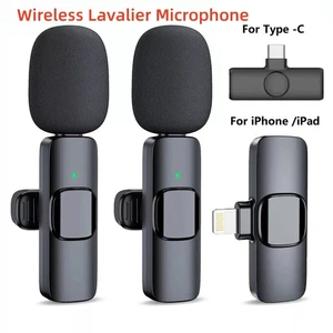 Wireless Lavalier Microphone Clip Mic For iPhone iPad Samsung Recording Vlog - Picture 1 of 16