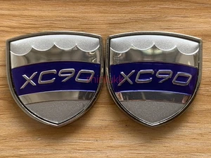2PC For VOLVO Boot Rear Trunk Side Emblem Sticker Decal Metal Badge XC90 Silver - Picture 1 of 7