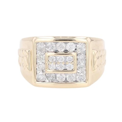.98ctw Round Cut Diamond Cluster Halo Statement Ring 10k Multi-Tone Gold Size 10 - Image 1 of 4