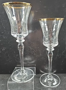 2) Mikasa Jamestown Clear Gold Wine Glass Set Elegant Crystal Optic Stemware Lot - Picture 1 of 24