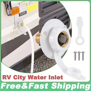 RV City Water Inlet With Check Valve Flange Hose Connector Connection Fill - Bild 1 von 11