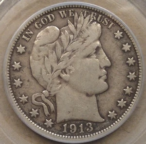 1913 Barber Half Dollar 50c PCGS zertifiziert F15 sieht für mich sehr schön aus - Bild 1 von 4