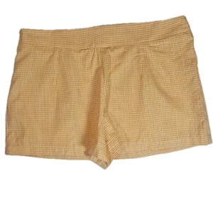 Free People Shorts Womens 12 Yellow White Gingham Cotton Side Zip OB1500120 - Picture 1 of 5