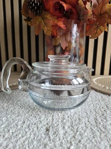 1960's Pyrex Flameware Clear Glass Teapot 8446-B Stainless Band Around Middle - Picture 1 of 6