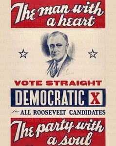 Franklin Roosevelt FDR Präsident Wahlkampf Schild 8 x 10 Foto 001 - Bild 1 von 1