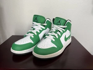 Nike Boys Air Jordan 1 Mid DQ8423-301 Green Basketball Shoes Sneakers Size 6Y - Picture 1 of 7