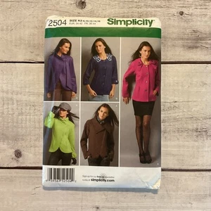 Simplicity 2504 Sewing Pattern Jacket Coat Collar Options Miss Sz 8-16 UNCUT - Picture 1 of 3
