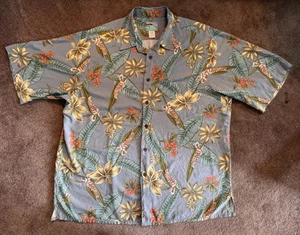 VTG Reyn Spooner Aloha Shirt Sz XXL Gray Hawaiian Traditionals Floral AOP Rayon - Picture 1 of 6
