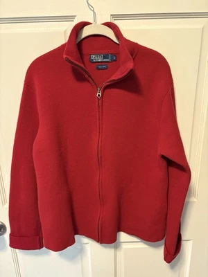 Polo By Ralph Lauren красный шерсти молнии воротник кардиган свитер женщин размер L большой - Изображение 1 из 4